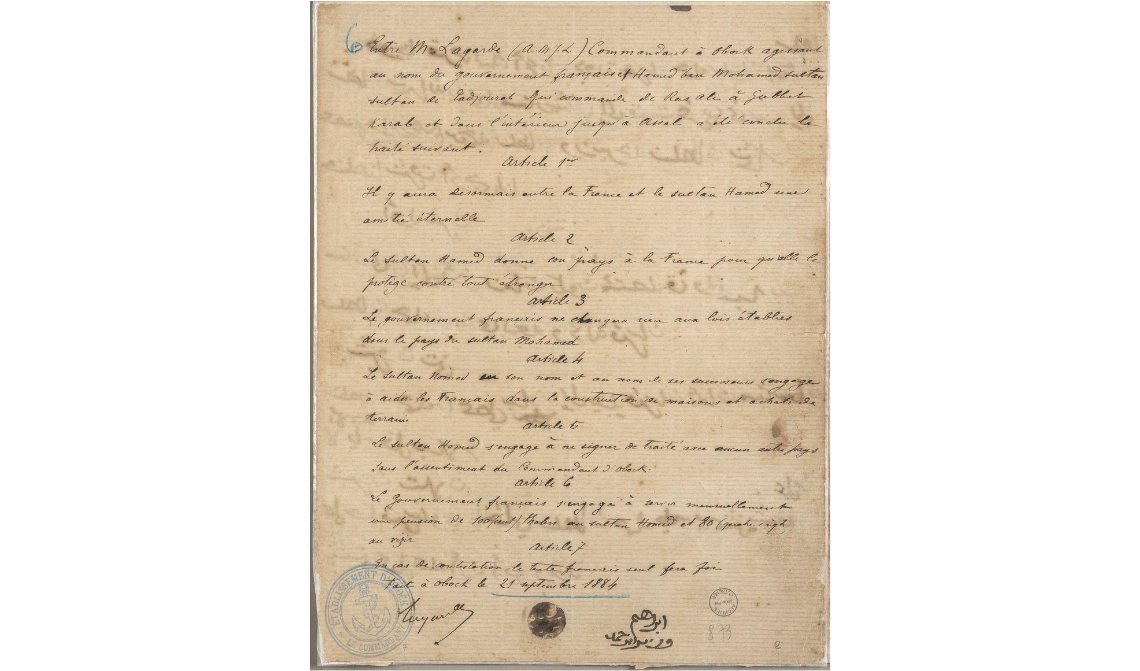 Traité de protectorat entre la France et le sultan de Tadjourah page 2