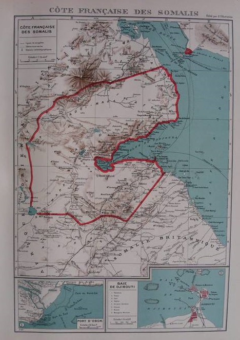 Carte de la Côte française des Somalis 1938