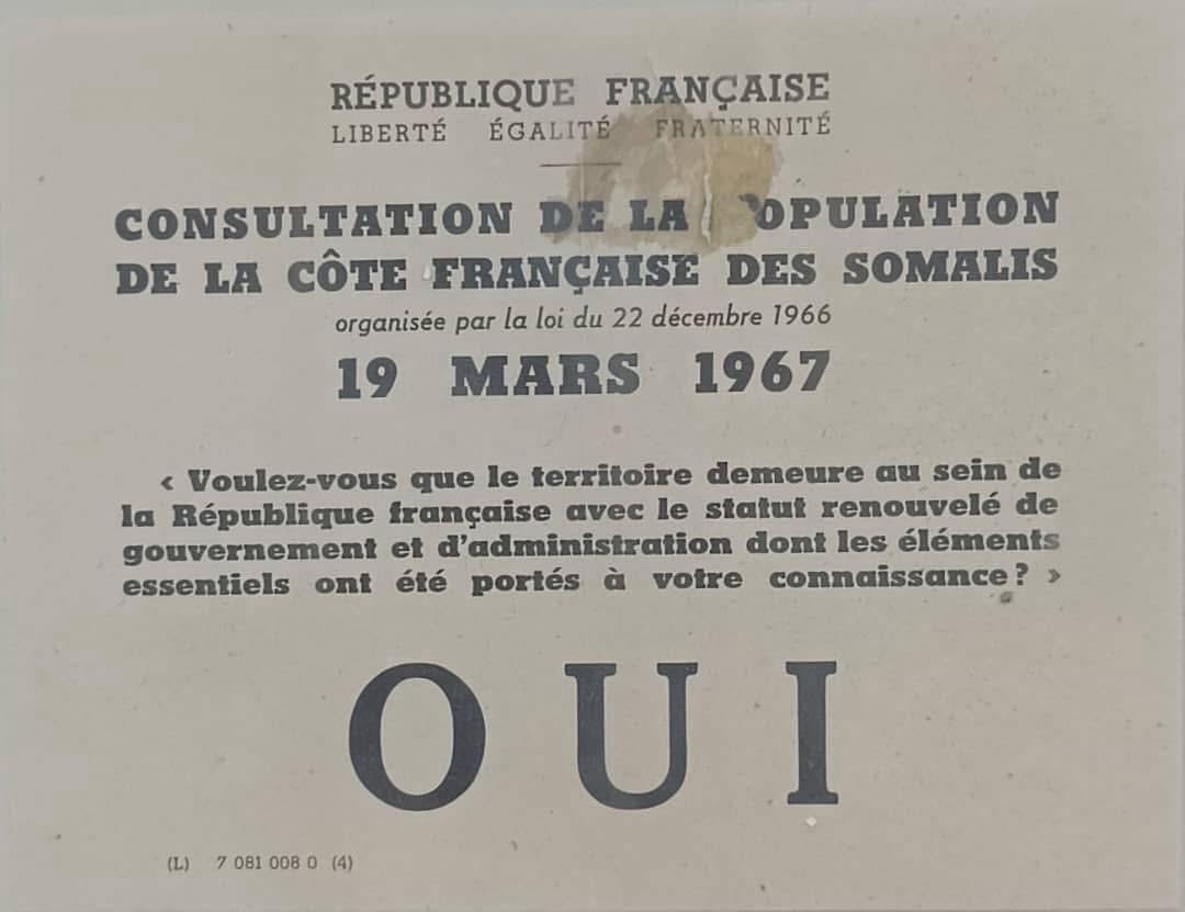 Bulletin de vote du referendum de 1967.